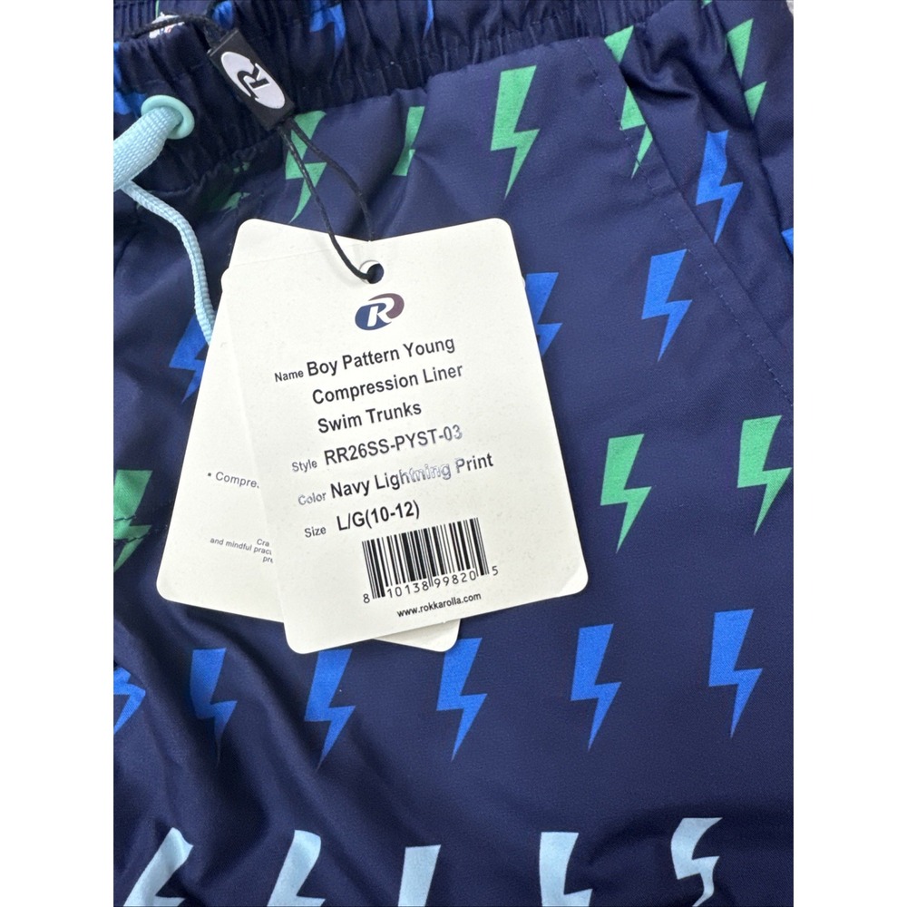 Rokka & Rolla Youth Large Swim Trunks Color Navy Lightning #316 - Picture 7 of 16